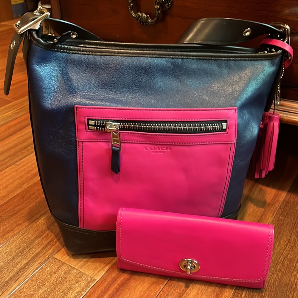 Coach Legacy Color Block Leather Duffle Bag with matching Coach Wallet MINT $228